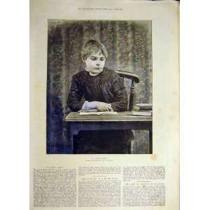    1886 Hard Task Boy Scholar School Stevens Print