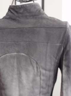 BEBE grey leather SPRAY moto JACKET coat blazer bom  