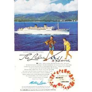  1952 Ad Matson Shuffle board Vintage Travel Print Ad 