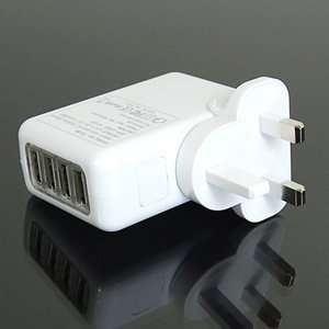  4 Ports USB AC Adapter Wall Charger for Apple iPhone 4G iPad 