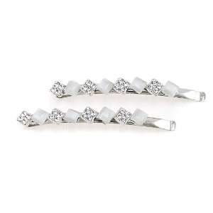 Wedding Hair Pins in Silver with Clear and White Rhinestones
