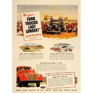  1947 Ad Ford Truck Brice Woody Gillespie Ranch Cattle 