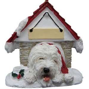  Old English Sheepdog in Doghouse Christmas Ornament