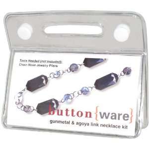   Button Ware Gunmetal and Agoya Link Necklace Jewelry Kit Arts, Crafts