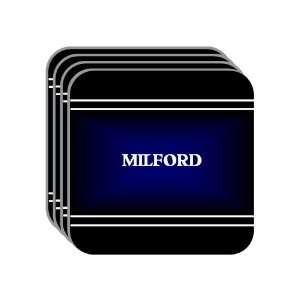 Personal Name Gift   MILFORD Set of 4 Mini Mousepad Coasters (black 