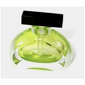 Correia Designer Art Glass, Perfume Bottle, Chartreuse Geometric 