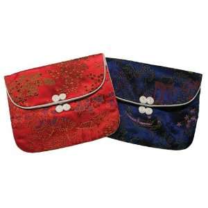 Chinese embroidered brocade fabric snap purse   assorted colors, set 