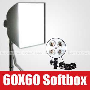   Head w/ 60x60cm Softbox Photo Video Studio Light E27 CFL Diffuser
