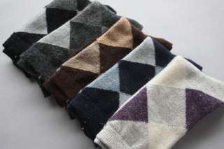   Warm For Winter Wool Rabbit Sock Boy Men Sock Rhombus Design  