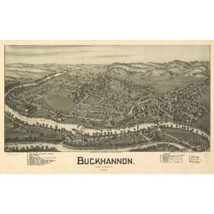 Historic Panoramic Map Buckhannon, West Virginia 1900 