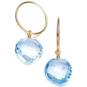  14k Removable Double Face Round Swiss Blue Topaz (14.00cts 