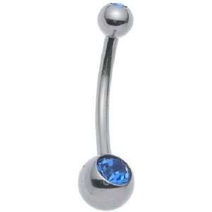    316L Belly Ring with Double BD Swarovski Gem Balls Jewelry