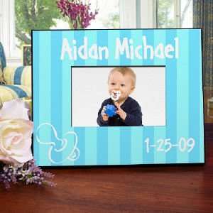    New Baby Boy Pacifier Blue Personalized Printed Frame Baby