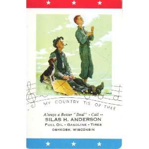   Patriotic Normnal Rockwell Gasoline Advertising Swap Playing Card