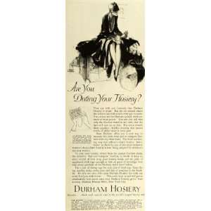 1927 Ad Durham Hosiery Flapper Fashion John LaGatta Art Tights Nylons 