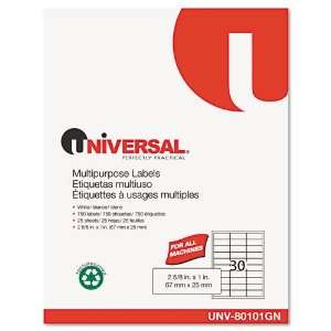  Universal  Laser Printer Permanent Labels, Recycled, 2 5 