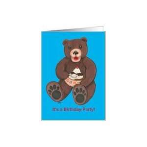  Sundae Teddy Bear Birthday Invitation Card Toys & Games