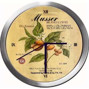  MUSSER 14 Inch Coffee Metal Clock Quartz Movement Kitchen 