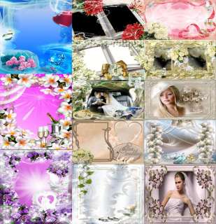 20Gb Wedding Photoshop Frames Templates PSD album marriage gift 