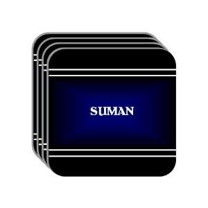 Personal Name Gift   SUMAN Set of 4 Mini Mousepad Coasters (black 