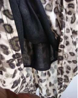 wholesale Retro Round Collar Puff Sleeves Elastic Dress Leopard