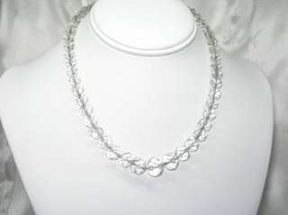   VINTAGE CHAIN STRUNG FACETED CLEAR CRYSTAL BEAD NECKLACE  