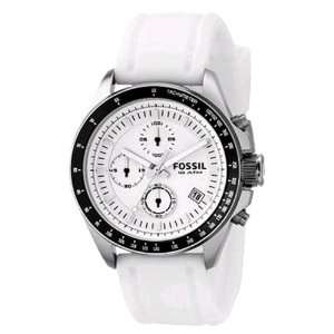  Fossil Mens CH2587 White Silicone Strap White Analog Dial 