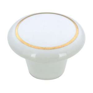  Richeleu Ceramic Knob 1 1/2 in White, Brass [ 1 Bag 