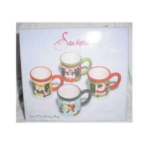  Set of 4 Ceramic Christmas Mugs 