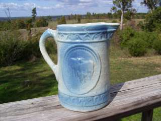 Hull antique salt glaze stoneware pottery milk pitcher cow 1905 
