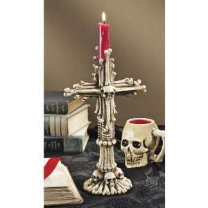  Xoticbrands Gothic Skull Bones Candle Holder Stand