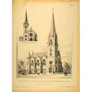  1896 Print German Church Cannstatt Reinhardt Sussenguth 