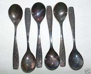 VINTAGE OLD RUSSIAN SILVERPLATED 6 TEA SPOONS SET MINTY  