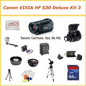  Canon VIXIA HF S30 Flash Memory Camcorder w/ with 3 Extra 