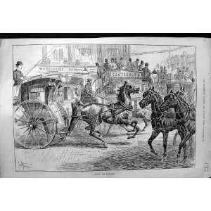  1888 STREE SCENE HORSES COACHES WAREHOUSE CANTERBURY