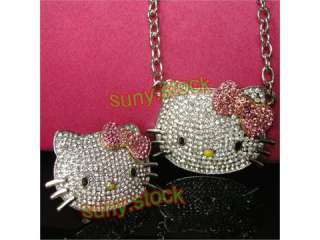High quality NEW pink hello kitty ring and necklace C18  