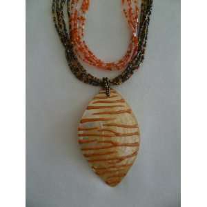  Orange Shell Necklace Multiple Bead Strands 18 