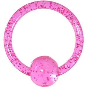  14 Gauge Pink Glitter Ball Captive Ring Jewelry