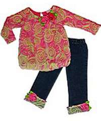 CACH CACH TOPIARY BUBBLE TOP JEAN SET NWT GIRLS 4T WOW  