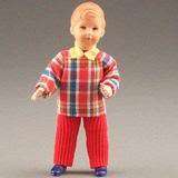 Dollhouse Miniature Caco Little Boy in Plaid Shirt Doll People  