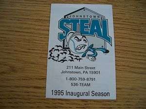 1995 Johnstown Steal Baseball Pocket Schedule  