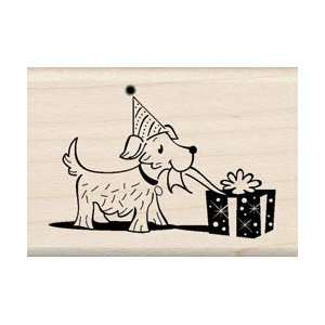   Rubber Stamp Doggie Present; 2 Items/Order Arts, Crafts & Sewing