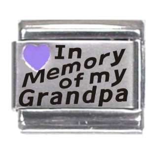  In Memory Of My Grandpa Purple Heart Laser Italian Charm 