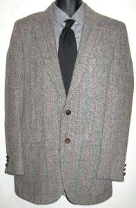 Harris Tweed Vintage Sport Coat Jacket Blazer Gray Wool Mens Size 38 
