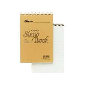  Steno Book, Pitman Ruled, 80 Shts, 6x9, Green Paper 