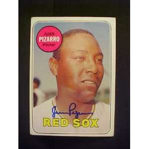  Juan Pizarro Boston Red Sox #498 1969 Topps Autographed 