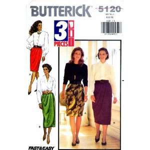  Butterick 5120 Sewing Pattern Misses Mock Sarong Skirt 
