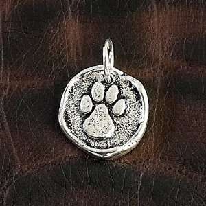   Silver Wax Seal Charm Pendant Dog Cat Paw Print 
