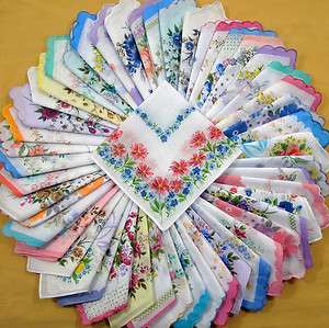huge lot 100 pretty vintage style floral hanky women handkerchiefs 