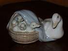Lladro Momma & Ducklings Basket White & Blue Made in Spain Porcelain 